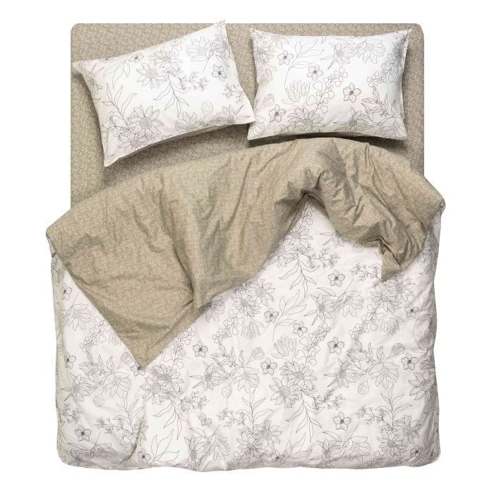 КПБ 2,0сп ARDESTO Gloria, пододеяльник 200х220см, простынь 230х240см, наволочки (2) 50х70см, 100% хлопок, сатин, цветы, бежевый