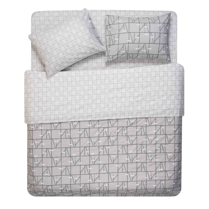КПБ 2,0сп ARDESTO Gloria, пододеяльник 200х220см, простынь 230х240см, наволочки (2) 50х70см, 100% хлопок, сатин, геометрия, серы