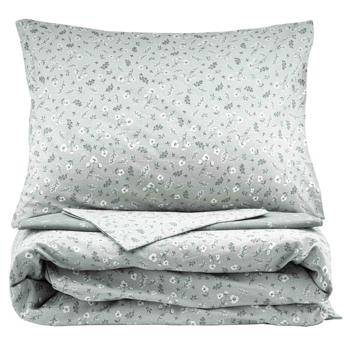 Bedding set ARDESTO 2.0 Gloria, sateen, small flowers, grey, duvet cover 200x220cm, bed sheet 230x240cm, pillowcases (2) 50x70cm, 100% cotton