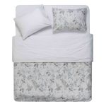Bedding set ARDESTO 2.0 Gloria, sateen, wildflowers, light grey, duvet cover 200x220cm, bed sheet 230x240cm, pillowcases (2) 50x70cm, 100% cotton