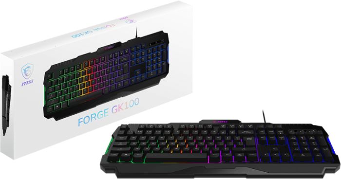 Клавиатура мембранная MSI FORGE GK100 104key, USB-A, EN/UKR/RU, ColorLED, чорний