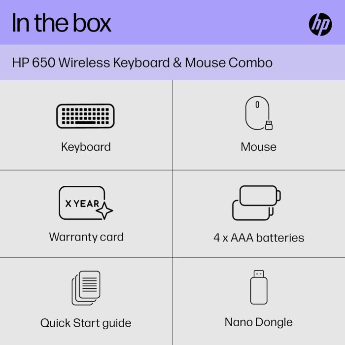 HP Combo keyboard and mouse 650, WL, EN/UK, black