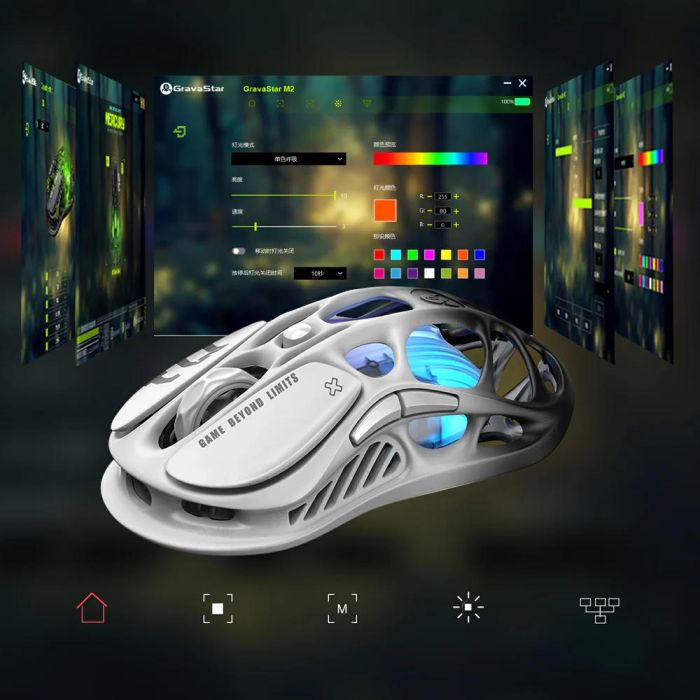 Миша GravaStar Mercury M1 Pro, BT/WL/USB-A, RGB, чорно-білий