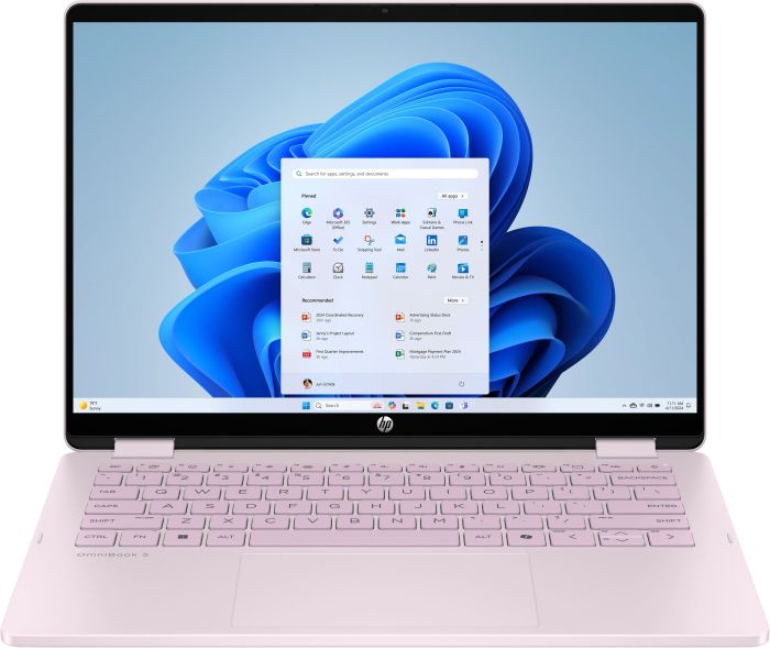 Ноутбук HP OmniBook 5 Flip x360 14" WUXGA IPS Touch, Intel 7-150U, 24GB, F1TB, UMA, Win11, рожевий