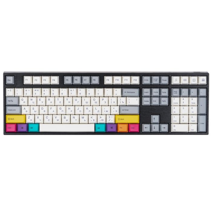Клавіатура механічна Varmilo APT108 CMYK, C-TK Brown, WL/USB-A, ENG/UKR, White Led