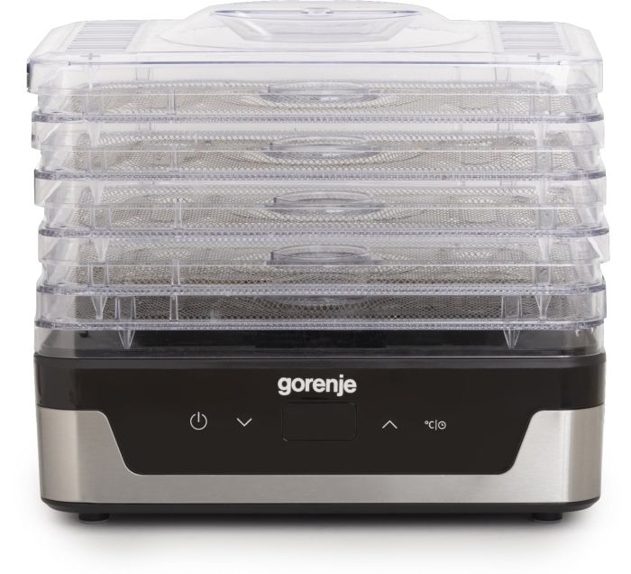 Сушарка для продуктів Gorenje 230Вт, піддонів - 5x2.8см, діаметр - 29см, макс - 75°С, електр.упр,білий