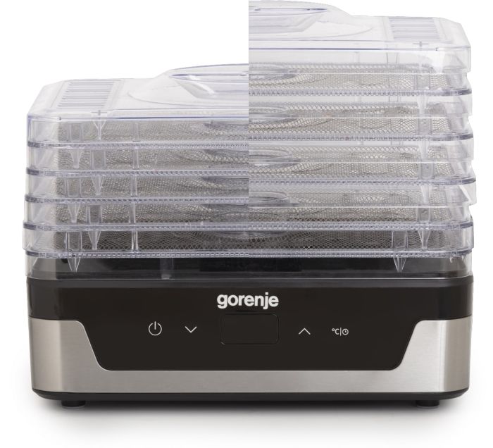 Сушарка для продуктів Gorenje 230Вт, піддонів - 5x2.8см, діаметр - 29см, макс - 75°С, електр.упр,білий