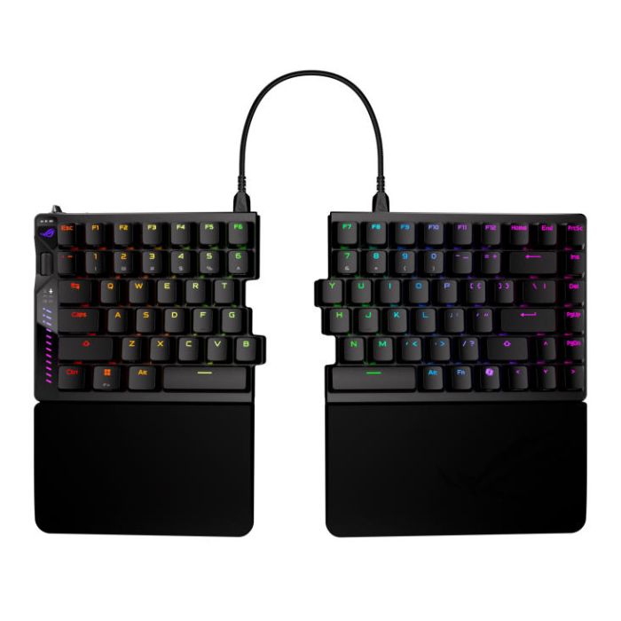 Клавіатура механічна ASUS ROG Falcata split, 83key, Magnetic Switch, USB-A/WL/BT, EN, RGB, чорний