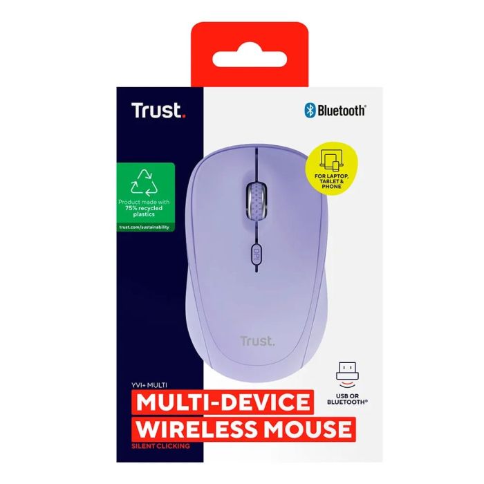 Миша Trust Yvi+ Compact Multi-Device, WL/BT/USB-A, фіолетовий