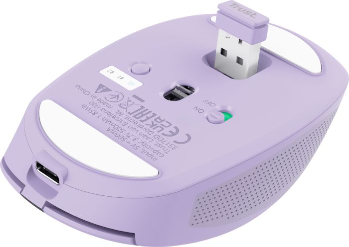 Мышь Trust Ozaa Compact Multi-Device, WL/BT, фиолетовый