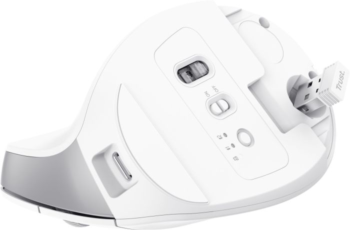 Мышь Trust Bayo+ Multidevice Ergonomic, BT/WL/USB-A, біла