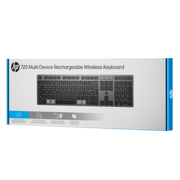 HP Keyboard membrane 720 Multi-Device Rechargeable, 109key, WL/BT, EN/UK, black