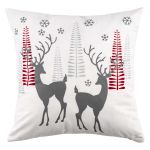 Pillow decorative ARDESTO Christmas Deer 45х45cm, 100% polyester, white