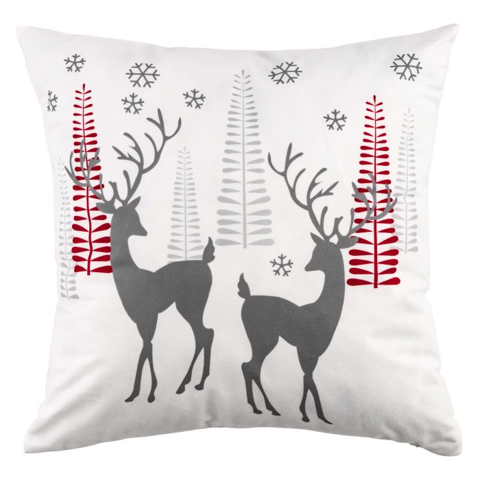 Pillow decorative ARDESTO Christmas Deer 45х45cm, 100% polyester, white