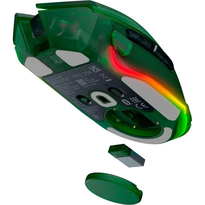 Мышь Razer Basilisk V3 Pro 35K, RGB, USB-A/WL/BT, Phantom Green Ed.