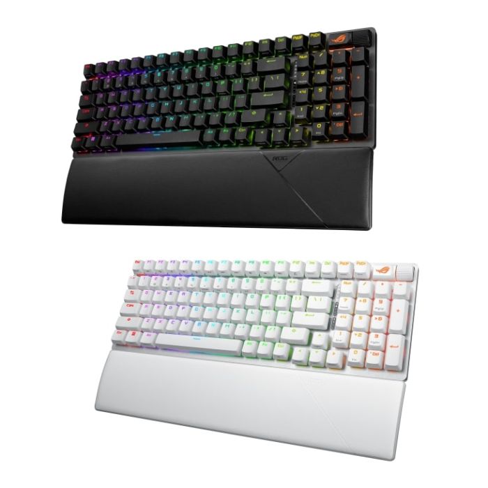 ASUS Keyboard mechanical ROG Strix Scope II, 96key, NX Snow, USB-A/WL/BT, EN/UK, RGB, black