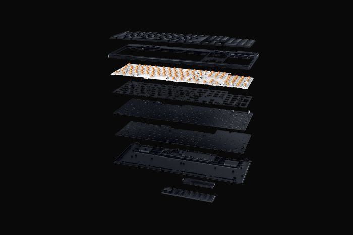 Клавіатура механічна BlackWidow V4 Low-profile HyperSpeed, 104key, Green Switch, USB-A/WL/BT, EN, RGB, чорний