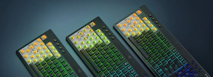 Клавіатура механічна BlackWidow V4 Low-profile HyperSpeed, 104key, Green Switch, USB-A/WL/BT, EN, RGB, чорний