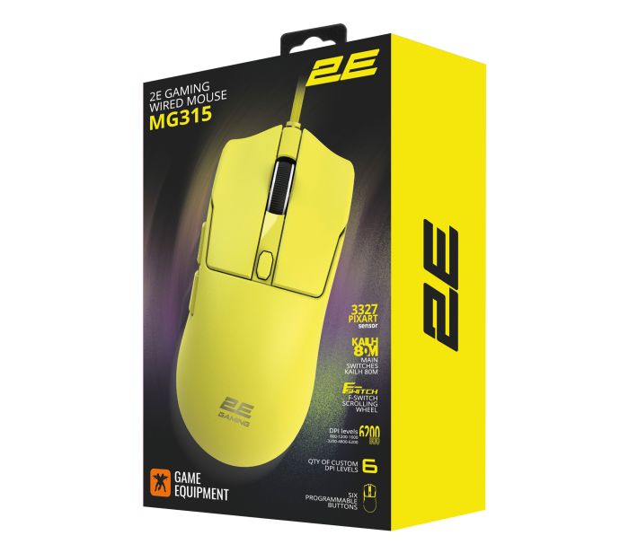 Мышь 2E GAMING MG315, USB-A, жёлтый