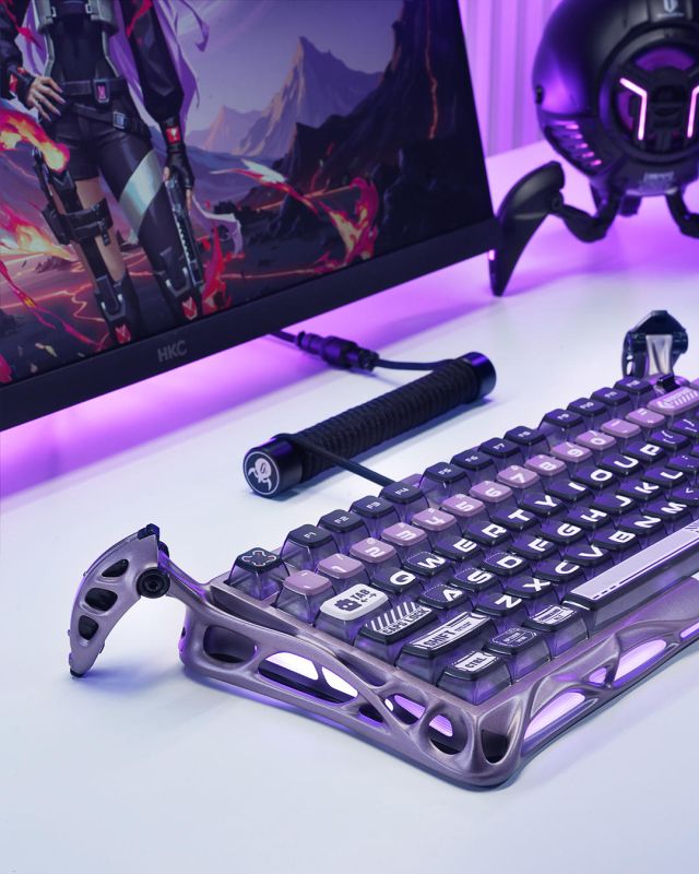 Клавіатура магнітна GravaStar Mercury V75 Pro 80keys, GravaStar x Gateron Jade Gaming, USB-A, 8k, RGB, Iron Purple