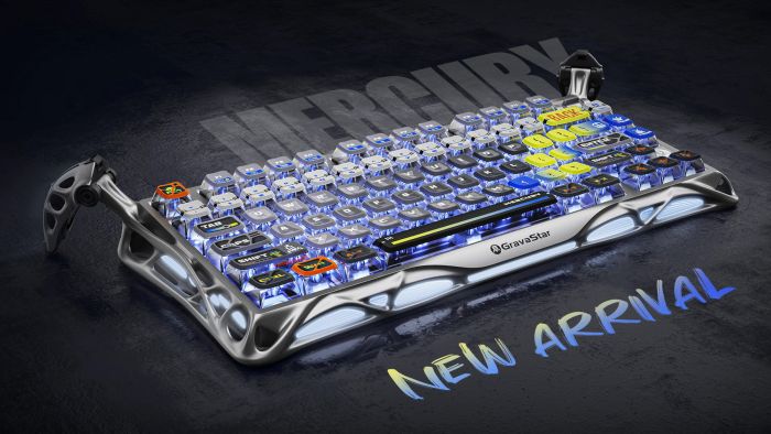 Mechanical keyboard GravaStar Mercury K1 Pro 80keys, GravaStar x Kailh Speedy Mint, BT/WL/USB, RGB, Interstellar Silver