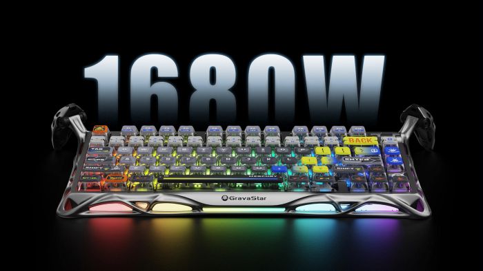 Mechanical keyboard GravaStar Mercury K1 Pro 80keys, GravaStar x Kailh Speedy Mint, BT/WL/USB, RGB, Interstellar Silver