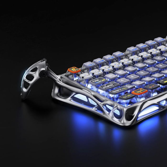 Mechanical keyboard GravaStar Mercury K1 Pro 80keys, GravaStar x Kailh Speedy Mint, BT/WL/USB, RGB, Interstellar Silver