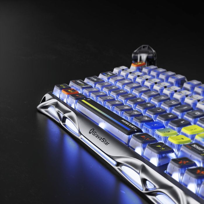 Mechanical keyboard GravaStar Mercury K1 Pro 80keys, GravaStar x Kailh Speedy Mint, BT/WL/USB, RGB, Interstellar Silver