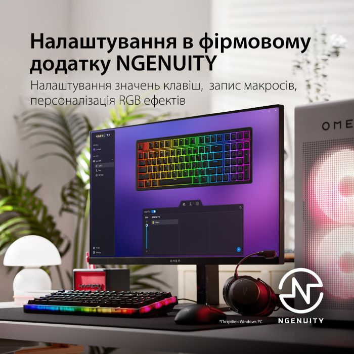 HyperX Alloy keyboard Origins 2 1800 103key, Red, USB-A, Hot-Swap, EN/UA, RGB, black