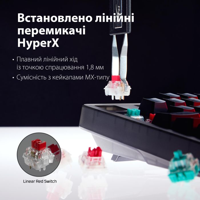 HyperX Alloy keyboard Origins 2 1800 103key, Red, USB-A, Hot-Swap, EN/UA, RGB, black