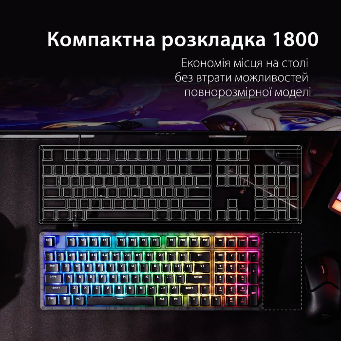 HyperX Alloy keyboard Origins 2 1800 103key, Red, USB-A, Hot-Swap, EN/UA, RGB, black