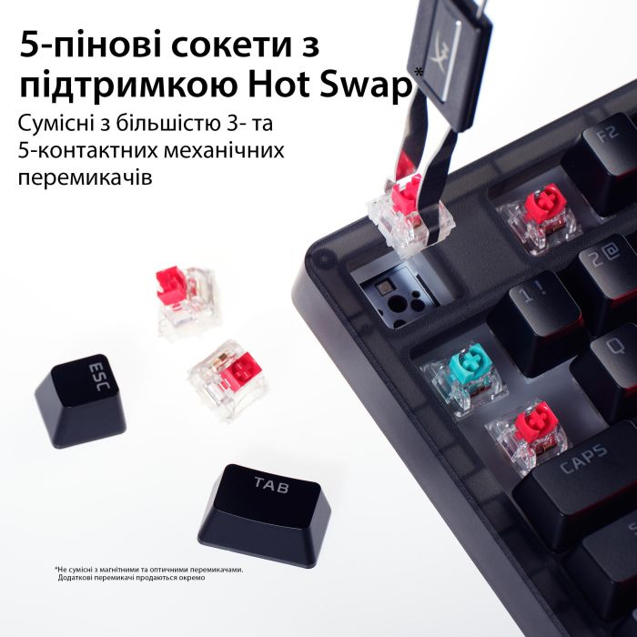 HyperX Alloy keyboard Origins 2 1800 103key, Red, USB-A, Hot-Swap, EN/UA, RGB, black
