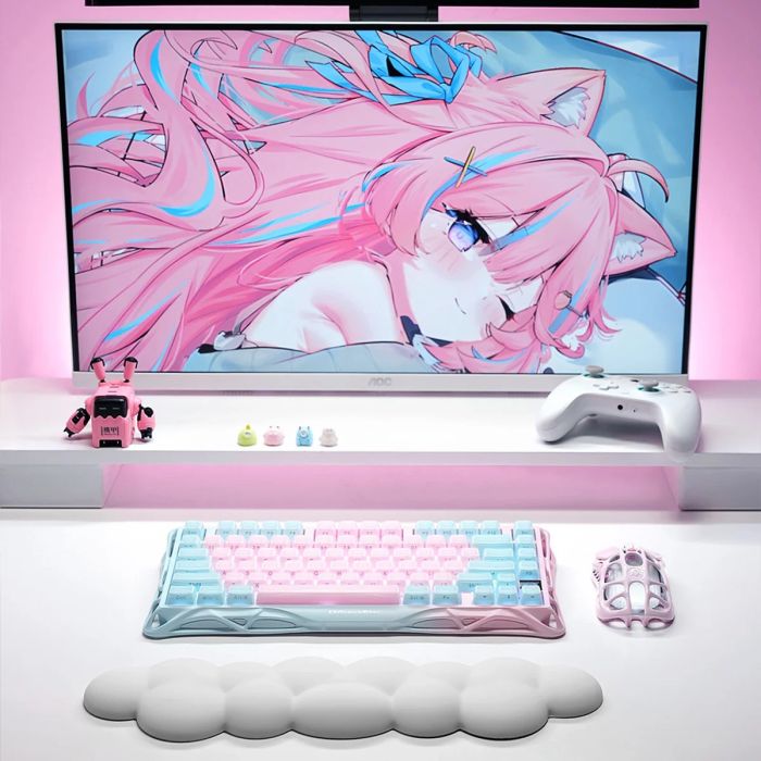 Mechanical keyboard GravaStar Mercury K1 Lite 80keys, GravaStar x BSUN Grey, BT/WL/USB, Lumen Rose