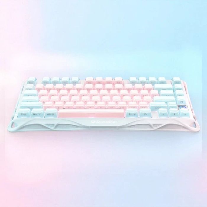 Mechanical keyboard GravaStar Mercury K1 Lite 80keys, GravaStar x BSUN Grey, BT/WL/USB, Lumen Rose