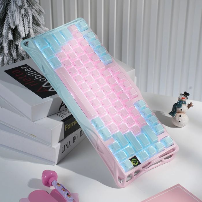 Mechanical keyboard GravaStar Mercury K1 Lite 80keys, GravaStar x BSUN Grey, BT/WL/USB, Lumen Rose