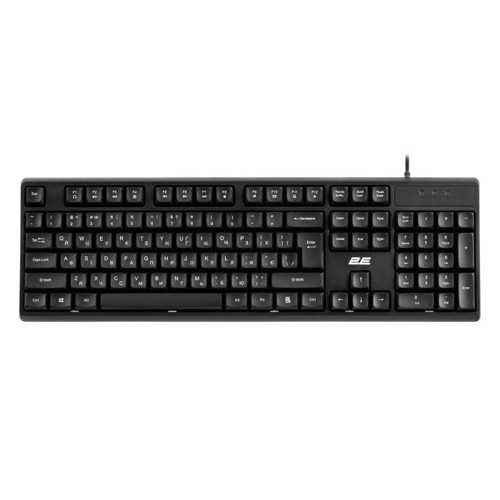 Клавіатура мембранна 2E KS131 104key, USB-A, EN/UK, чорний