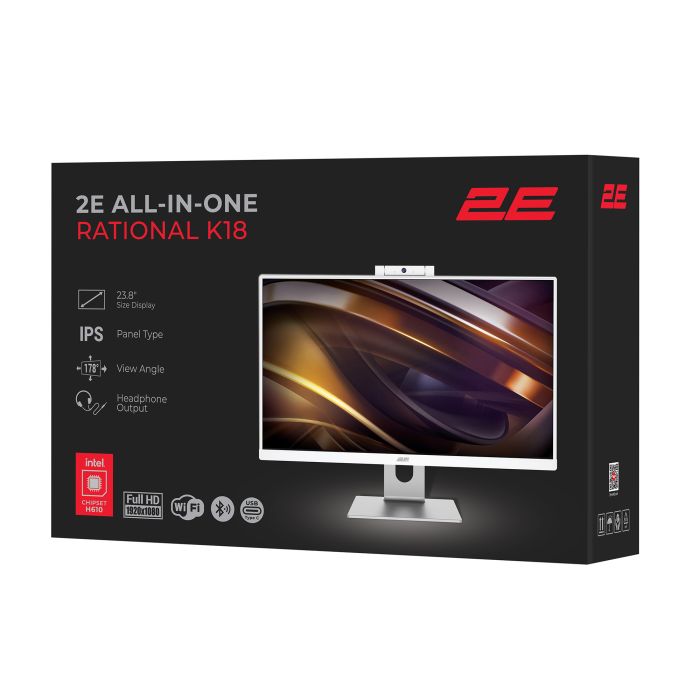 Комп'ютер персональний моноблок 2E Rational K18 23.8" FHD IPS Intel i5-14400, 16Gb, F512GB, UMA, H610, K18.610, 150W, Win11P, білий