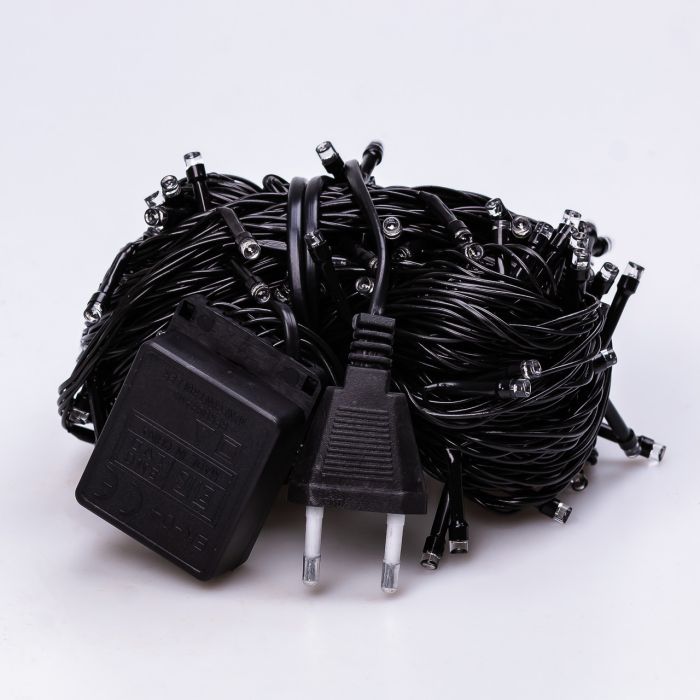 Гірлянда нитка 22 м на 218 LED лампочок світлодіодна чорний провід 8 режимів работи Синій M500LEDBL