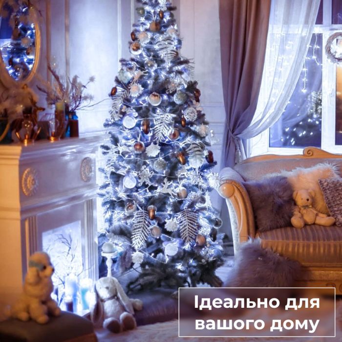 Гірлянда нитка світлодіодна GarlandoPro 50 LED 6м 8 режимов гірлянда новорічна Білий W100LEDW