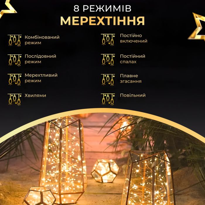 Гірлянда роса на пульті 50 метрів на 500 led світлодіодів крапля на зеленому дроті жовта 500L50MGY