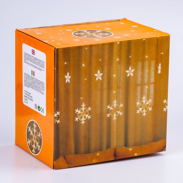 Гірлянда світлодіодна штора GarlandoPro сніжинка і зірка 12 фігур ED 3х1м гірлянда зірка 1733061ML