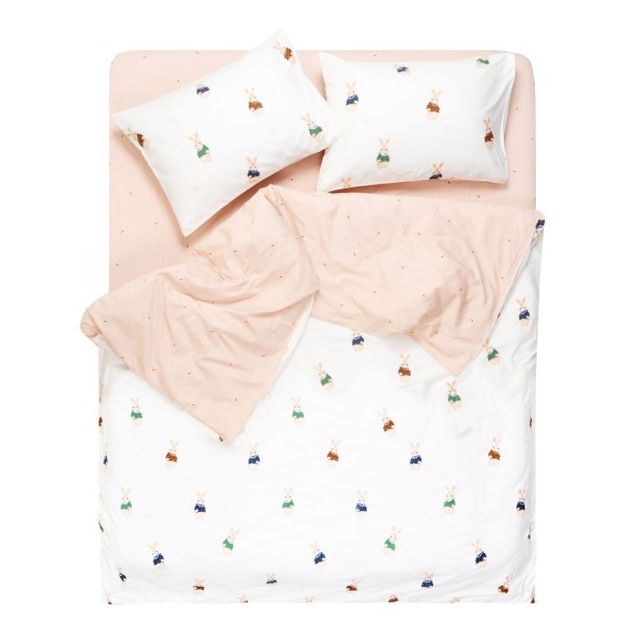 Bedding set ARDESTO 2.0 Gloria, sateen, rabbits, beige, duvet cover 200x220cm, bed sheet 230x240cm, pillowcases (2) 50x70cm, 100% cotton