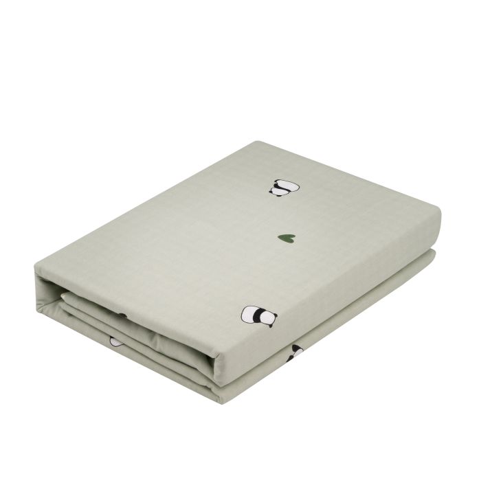 Bedding set ARDESTO 2.0 Gloria, sateen, pandas, green, duvet cover 200x220cm, bed sheet 230x240cm, pillowcases (2) 50x70cm, 100% cotton