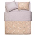 Bedding set ARDESTO 2.0 Gloria, sateen, magnolia, stripes, duvet cover 200x220cm, bed sheet 230x240cm, pillowcases (2) 50x70cm, 100% cotton