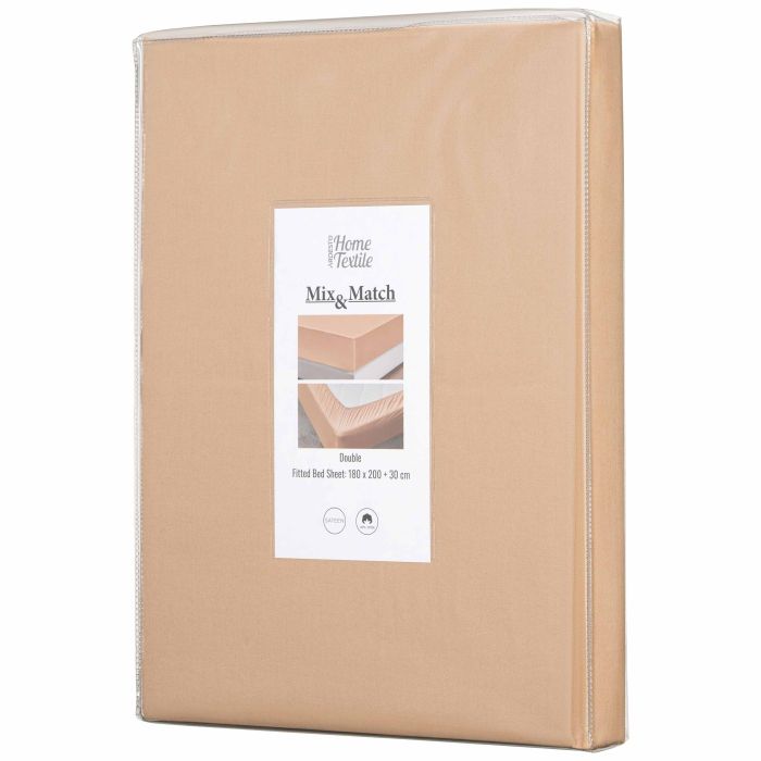 Fitted sheet ARDESTO Mix&Match 180x200+30cm, 100% cotton, sateen, beige