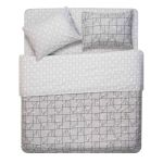 Bedding set ARDESTO 2.0 Gloria, sateen, geometry, grey, duvet cover 200x220cm, bed sheet 230x240cm, pillowcases (2) 50x70cm, 100% cotton