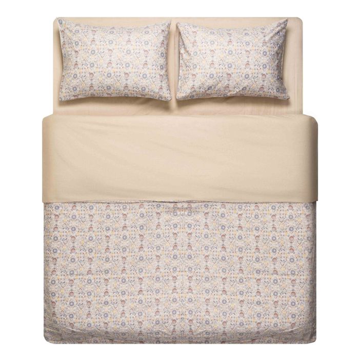 Bedding set ARDESTO 2.0 Gloria, sateen, wildflowers, beige, duvet cover 200x220cm, bed sheet 230x240cm, pillowcases (2) 50x70cm, 100% cotton
