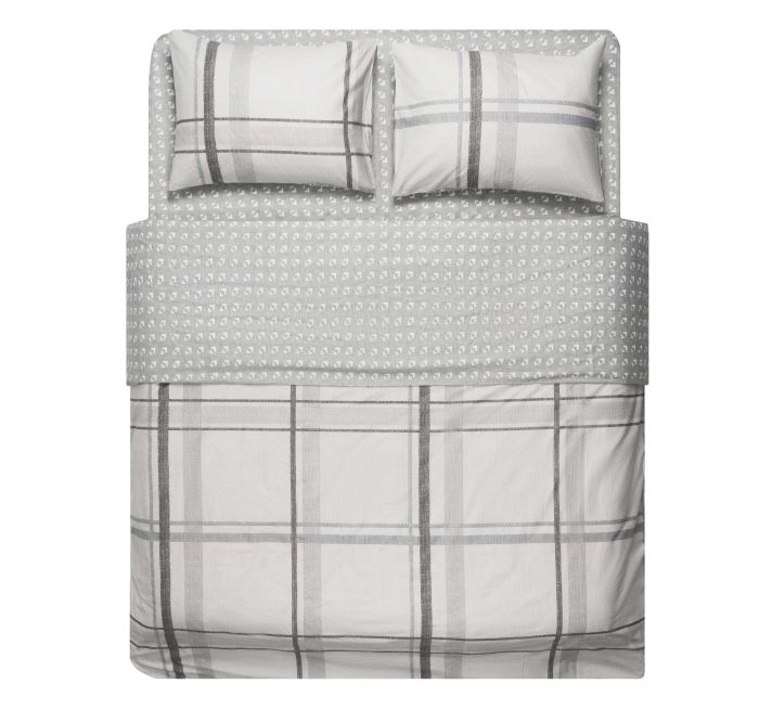 Bedding set ARDESTO 1.5 Gloria, sateen, сheckered, taupe, duvet cover160x220cm, bed sheet 160x220cm, pillowcases (2) 50x70cm, 100% cotton