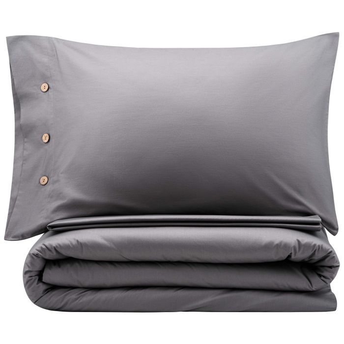 Bedding set ARDESTO 1.5 Mix&Match, sateen, duvet cover 160x220cm, bed sheet 180x240cm, pillowcases (2) 50x70cm, 100% cotton, gray