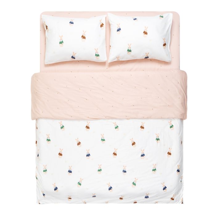 Bedding set ARDESTO 2.0 Gloria, sateen, rabbits, beige, duvet cover 200x220cm, bed sheet 230x240cm, pillowcases (2) 50x70cm, 100% cotton